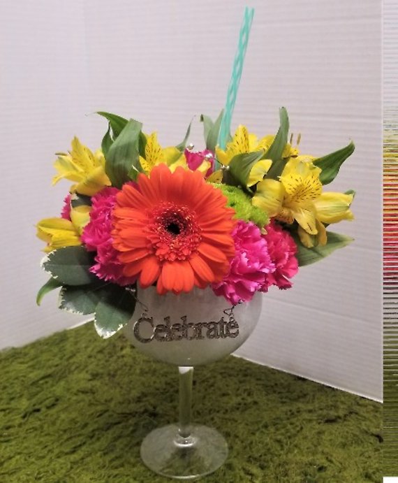 Flowerita Arrangement in a Margarita Glass