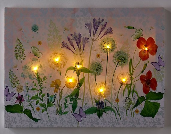 MDF Canvas LED Wall Print with Flowers
