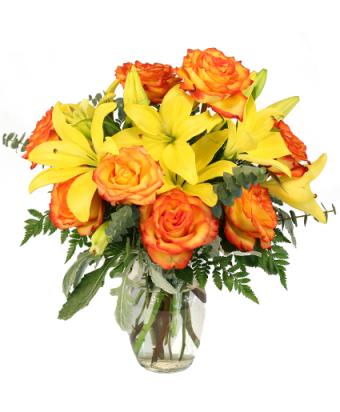 Vivid Amber Bouquet of Flowers
