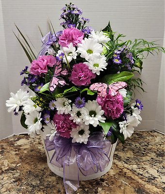 Basket Planter with Fresh Flowers
