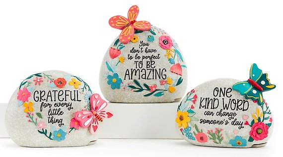 Upright Garden Sentiment Stone Keyhider, 3 Asst.